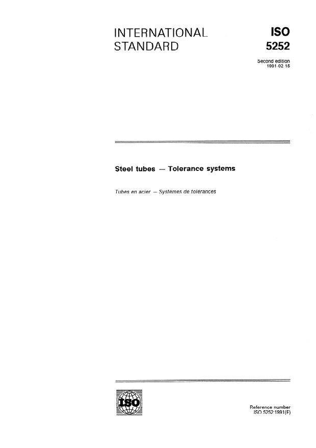 ISO 5252:1991 - Steel tubes -- Tolerance systems