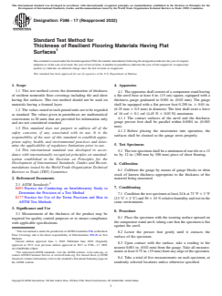 ASTM F386-17(2022) ASTM F386-17(2022) - Standard Test Method for Thickness of Resilient Flooring Materials Having Flat Surfaces - Page 1 preview