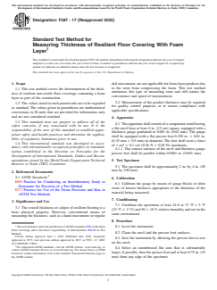 ASTM F387-17(2022) ASTM F387-17(2022) - Standard Test Method for Measuring Thickness of Resilient Floor Covering With Foam Layer - Page 1 preview