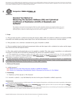 ASTM F2845-22 REDLINE ASTM F2845-22 - Standard Test Method for Measuring the Dynamic Stiffness (DS) and Cylindrical Coefficient of Restitution (CCOR) of Baseballs and Softballs - Page 1 preview