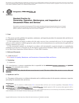 REDLINE ASTM F770-22 - Standard Practice for Ownership, Operation, Maintenance, and Inspection of Amusement  Rides and Devices