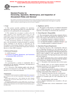 ASTM F770-22 - Standard Practice for Ownership, Operation, Maintenance, and Inspection of Amusement  Rides and Devices