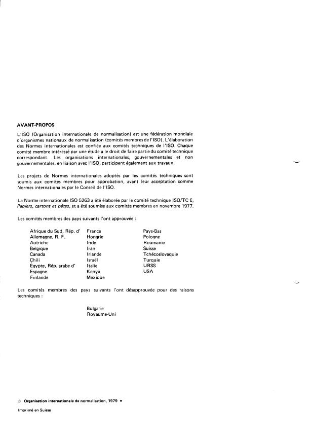ISO 5263:1979 ISO 5263:1979 - Pâtes -- Désintégration humide de laboratoire - Page 2 preview
