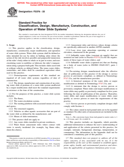 ASTM F2376-22 - Standard Practice for Classification, Design, Manufacture, Construction, and Operation  of Water Slide Systems