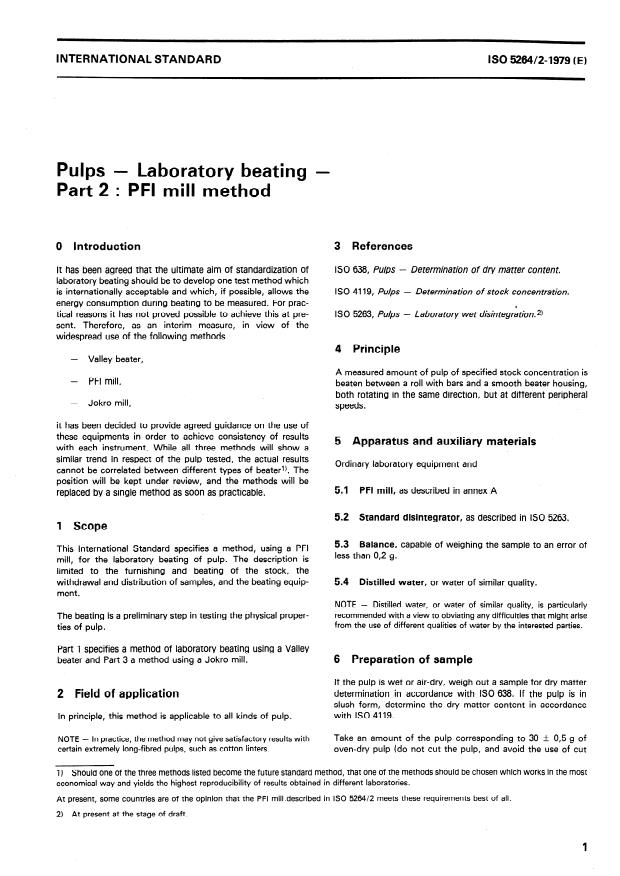 ISO 5264-2:1979 - Pulps -- Laboratory beating