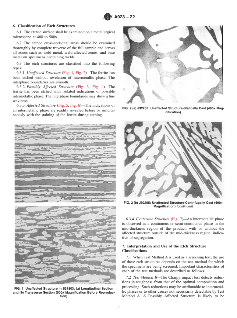 ASTM A923-22 - Standard Test Methods for  Detecting Detrimental Intermetallic Phase in Duplex Austenitic/Ferritic  Stainless Steels