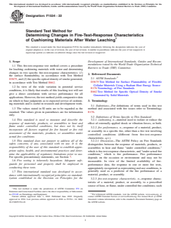 ASTM F1534-22 ASTM F1534-22 - Standard Test Method for Determining Changes in Fire-Test-Response Characteristics of Cushioning Materials After Water Leaching - Page 1 preview