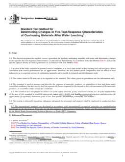 ASTM F1534-22 REDLINE ASTM F1534-22 - Standard Test Method for Determining Changes in Fire-Test-Response Characteristics of Cushioning Materials After Water Leaching - Page 1 preview
