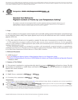 ASTM D4451-22 REDLINE ASTM D4451-22 - Standard Test Method for Pigment Content of Paints by Low-Temperature Ashing - Page 1 preview