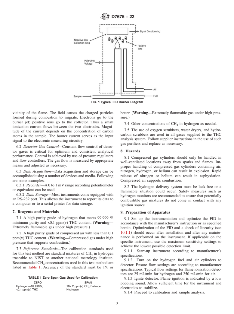 ASTM D7675-22 - Standard Test Method for  Determination of Total Hydrocarbons in Hydrogen by FID-Based  Total Hydrocarbon (THC) Analyzer