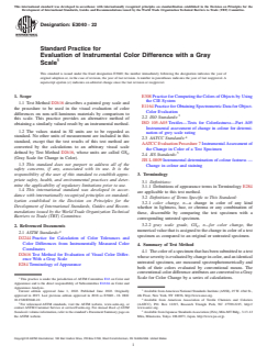 ASTM E3040-22 ASTM E3040-22 - Standard Practice for Evaluation of Instrumental Color Difference with a Gray Scale - Page 1 preview