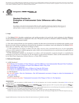 ASTM E3040-22 REDLINE ASTM E3040-22 - Standard Practice for Evaluation of Instrumental Color Difference with a Gray Scale - Page 1 preview