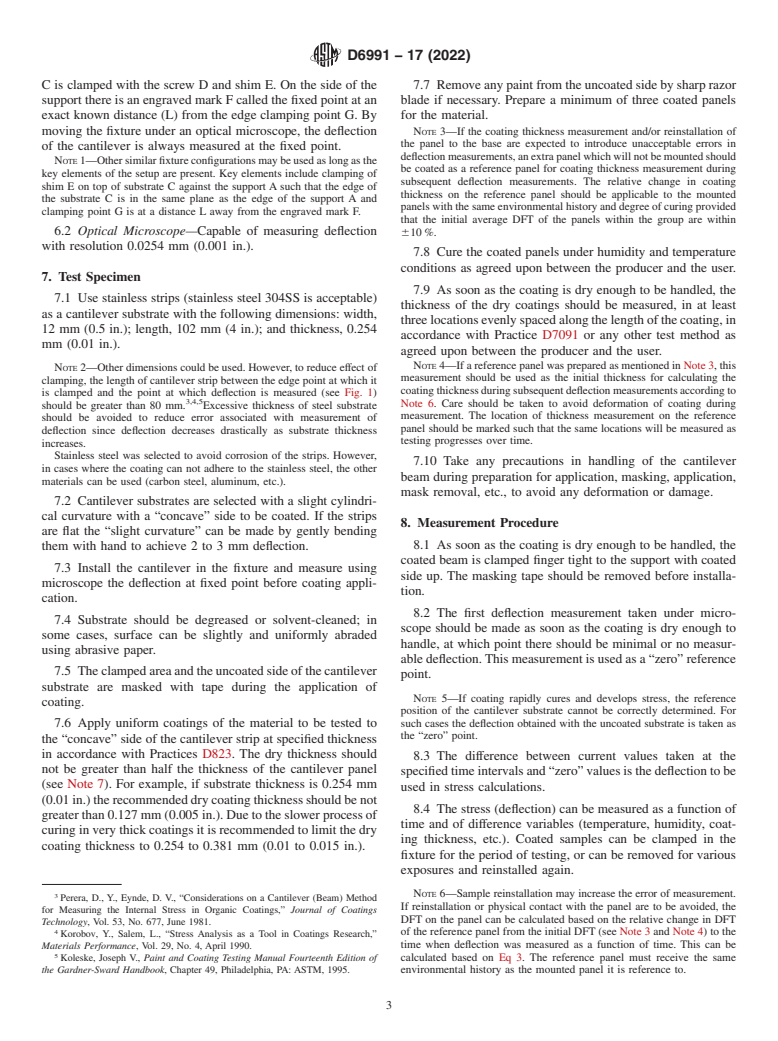 ASTM D6991-17(2022) - Standard Test Method for Measurements of Internal Stresses in Organic Coatings by Cantilever (Beam) Method