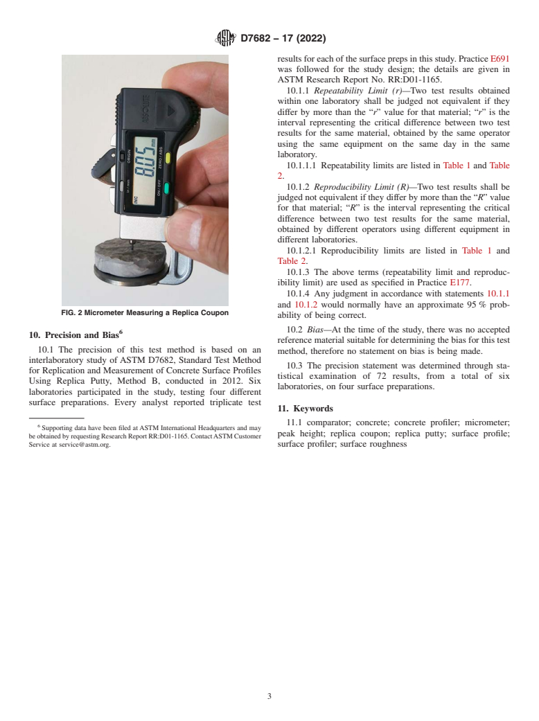 ASTM D7682-17(2022) - Standard Test Method for Replication and Measurement of Concrete Surface Profiles Using   Replica Putty