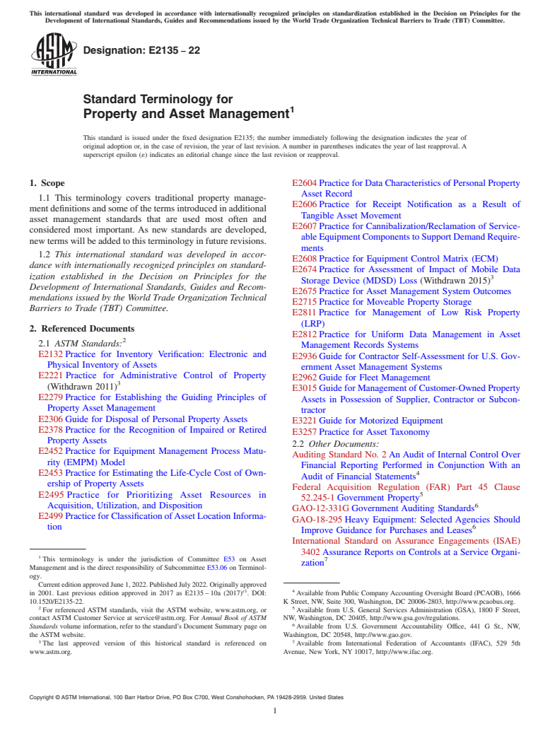 ASTM E2135-22 - Standard Terminology for Property and Asset Management