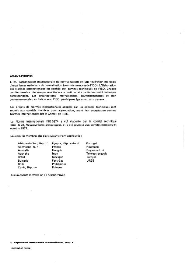 ISO 5274:1979 ISO 5274:1979 - Hydrocarbures aromatiques -- Détermination de l'indice de coloration sulfurique - Page 2 preview