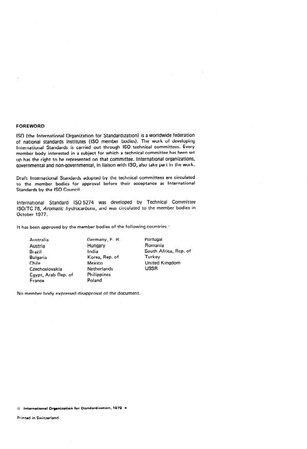 ISO 5274:1979 ISO 5274:1979 - Aromatic hydrocarbons -- Acid-wash test - Page 2 preview
