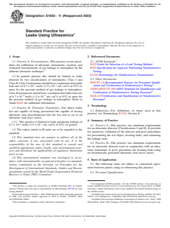 ASTM E1002-11(2022) ASTM E1002-11(2022) - Standard Practice for Leaks Using Ultrasonics - Page 1 preview