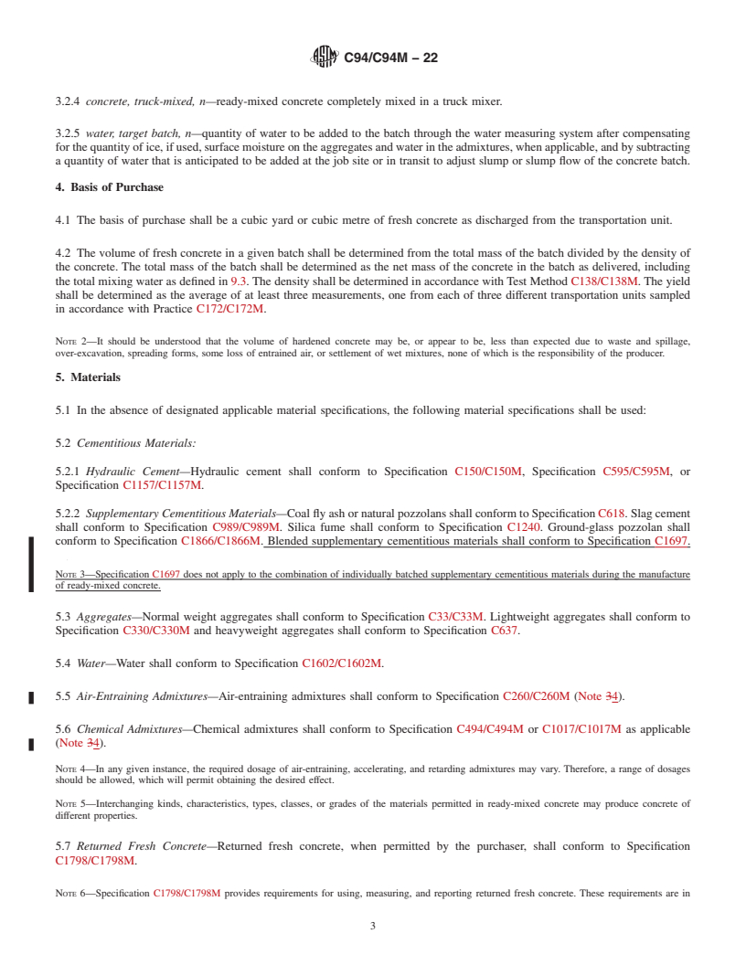 REDLINE ASTM C94/C94M-22 - Standard Specification for  Ready-Mixed Concrete