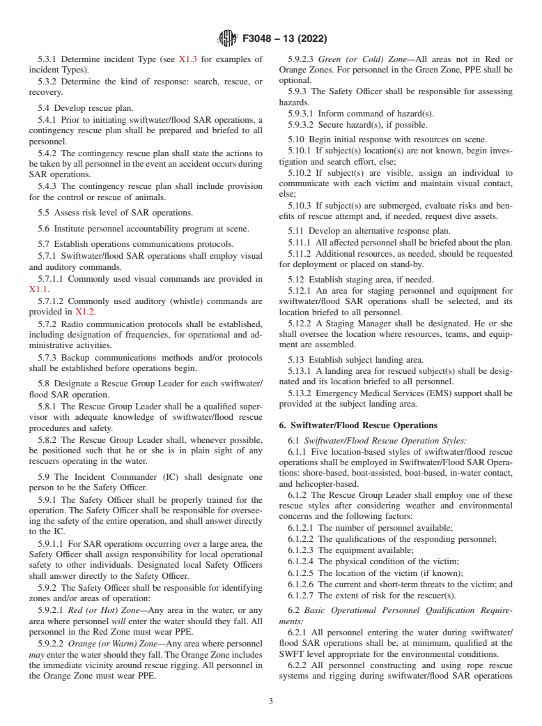 ASTM F3048-13(2022) - Standard Guide for Swiftwater/Flood Search and Rescue Operations