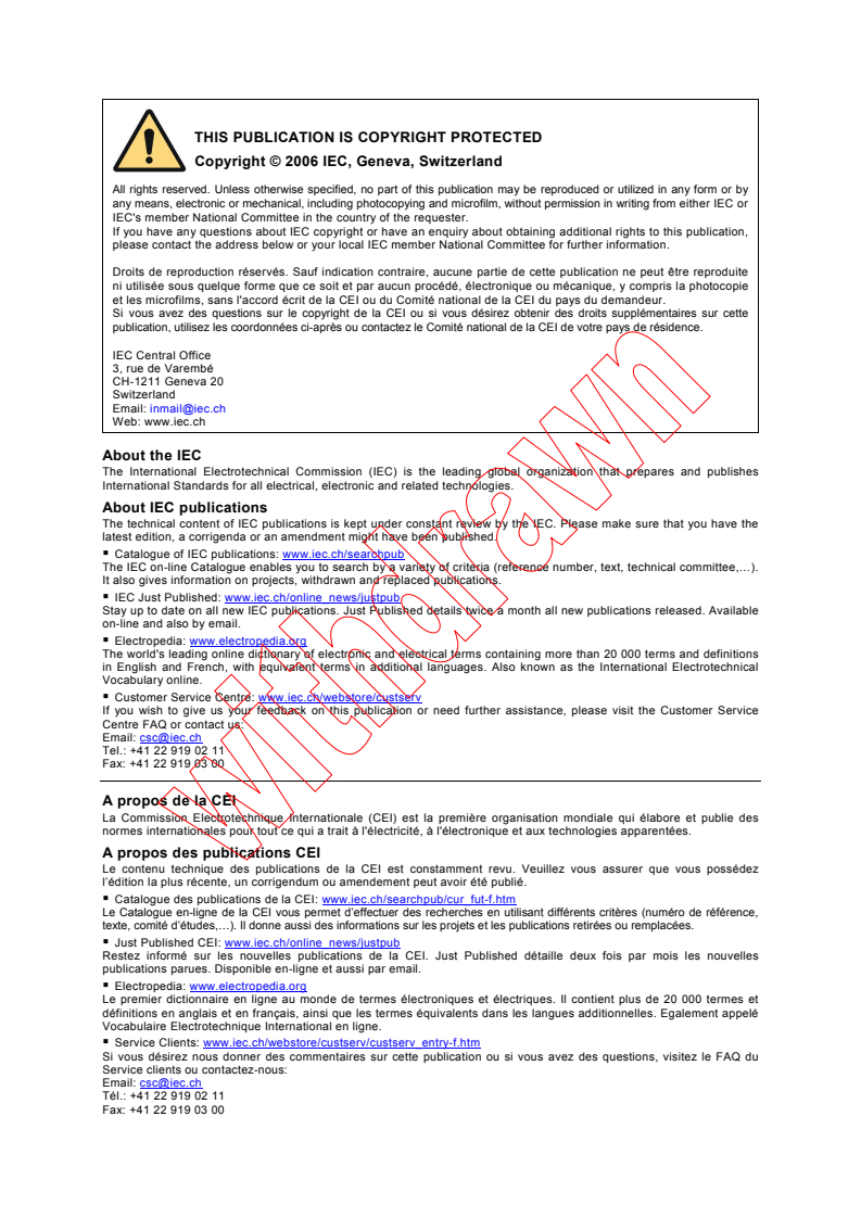 IEC 61000-4-6:2003 IEC 61000-4-6:2003+AMD1:2004+AMD2:2006 CSV - Electromagnetic compatibility (EMC) - Part 4-6: Testing and measurement techniques - Immunity to conducted disturbances, induced by radio-frequency fields
Released:5/22/2006
Isbn:2831886392 - Page 2 preview