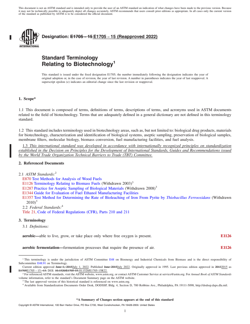 REDLINE ASTM E1705-15(2022) - Standard Terminology  Relating to Biotechnology