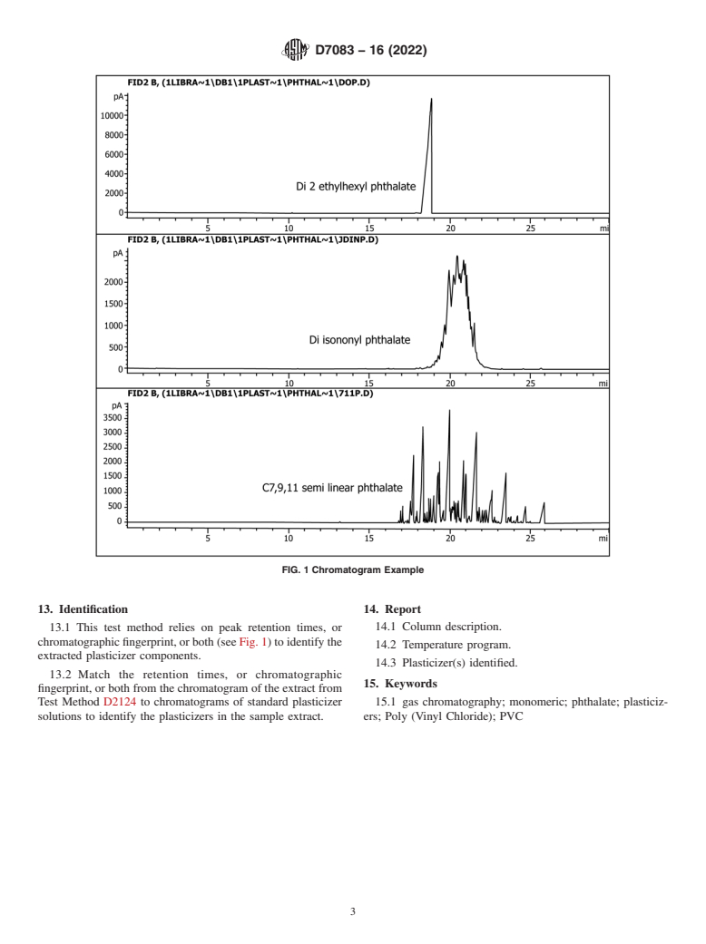 ASTM D7083-16(2022) - Standard Practice for  Determination of Monomeric Plasticizers in Poly (Vinyl Chloride)  (PVC) by Gas Chromatography