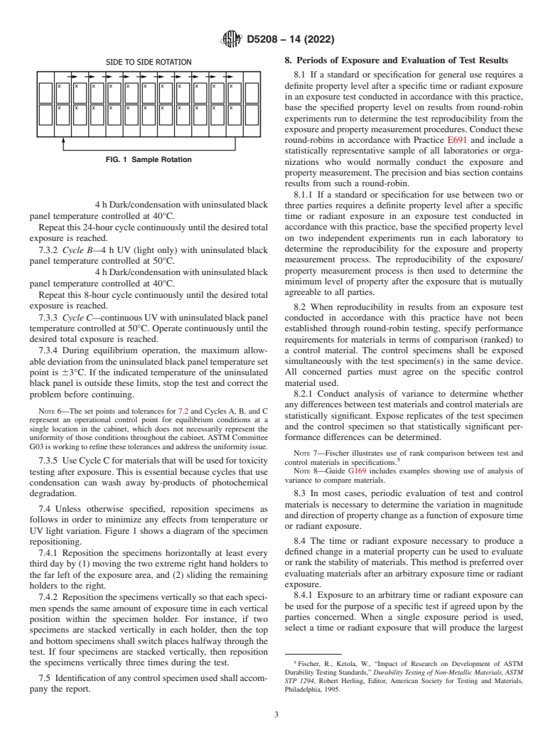 ASTM D5208-14(2022) - Standard Practice for  Fluorescent Ultraviolet (UV) Exposure of Photodegradable Plastics