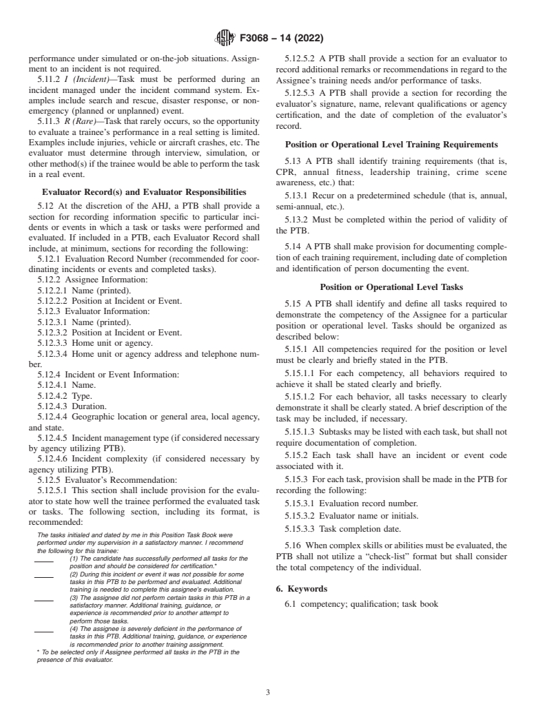 ASTM F3068-14(2022) - Standard Guide for Contents and Use of a Position Task Book (PTB)