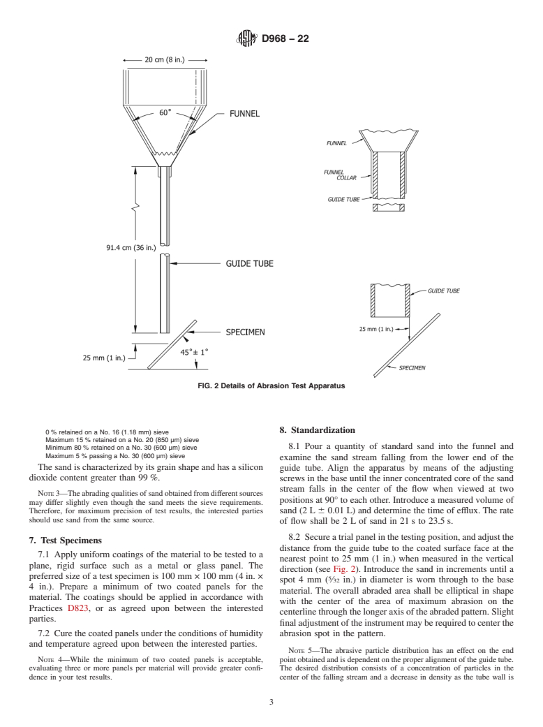 ASTM D968-22 - Standard Test Methods for Abrasion Resistance of Organic Coatings by Falling Abrasive