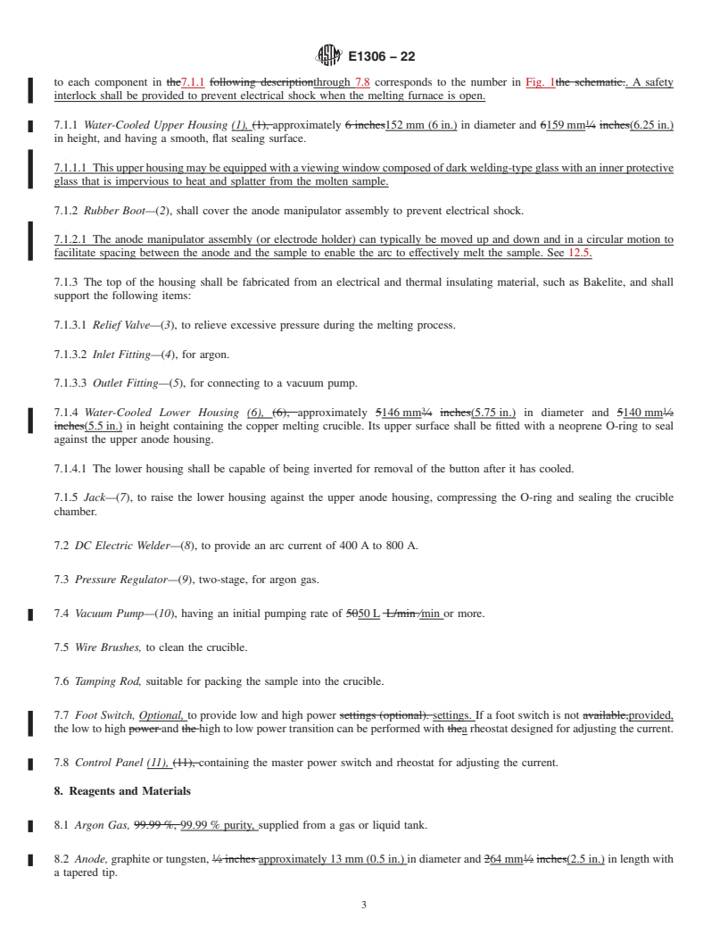 REDLINE ASTM E1306-22 - Standard Practice for  Preparation of Metal and Alloy Samples by Electric Arc Melting  for Spectrochemical Analysis