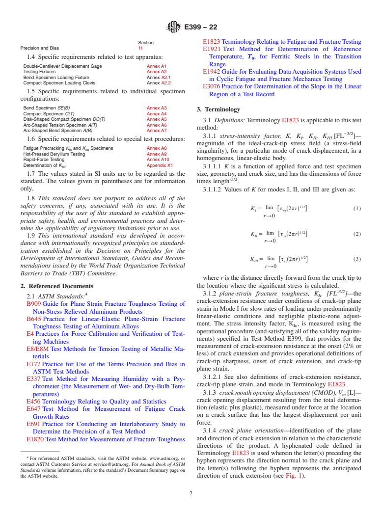 ASTM E399-22 - Standard Test Method for  Linear-Elastic Plane-Strain Fracture Toughness of Metallic  Materials