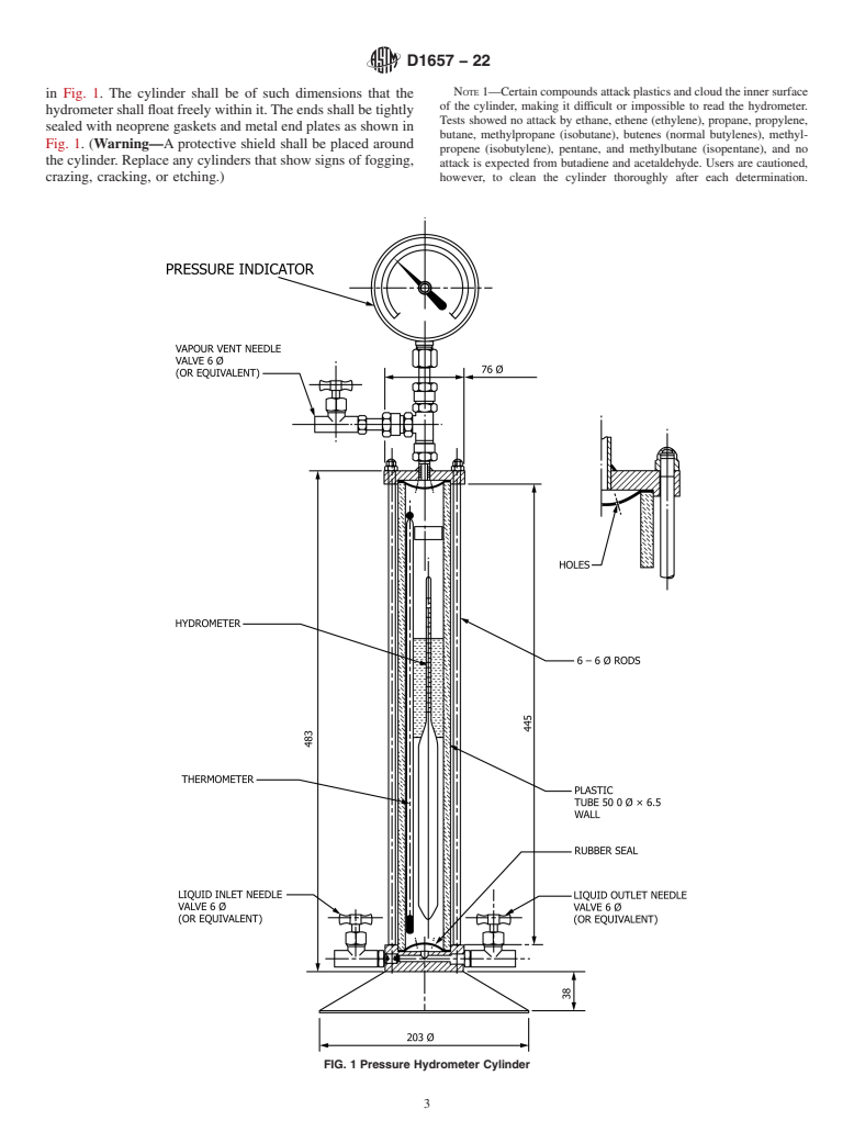 ASTM D1657-22 - Standard Test Method for Density or Relative Density of Light Hydrocarbons by Pressure  Hydrometer