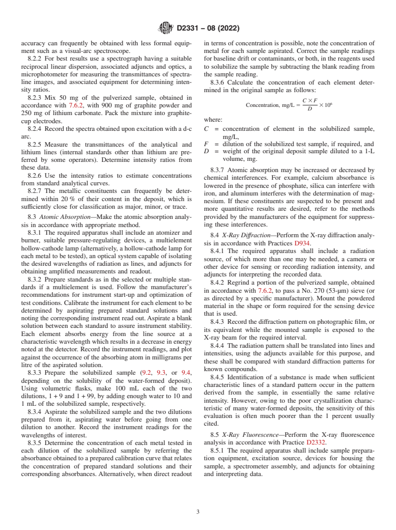 ASTM D2331-08(2022) - Standard Practices for  Preparation and Preliminary Testing of Water-Formed Deposits