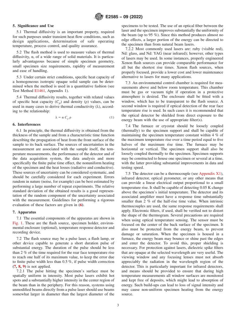 ASTM E2585-09(2022) - Standard Practice for  Thermal Diffusivity by the Flash Method