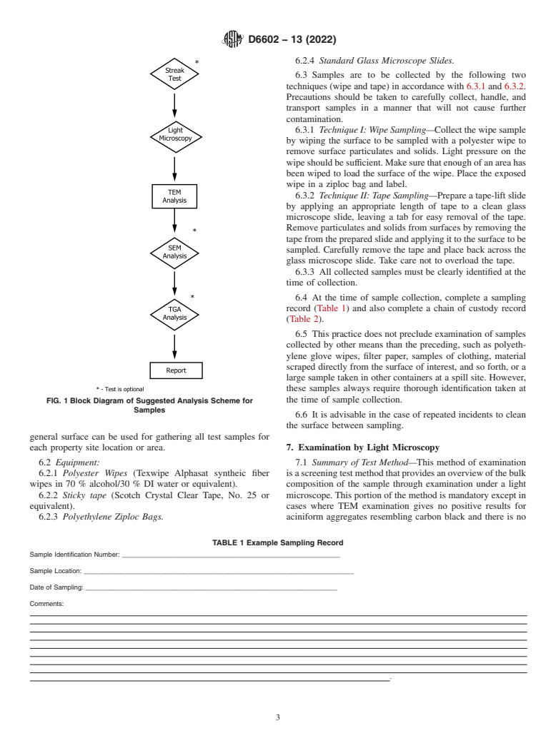 ASTM D6602-13(2022) - Standard Practice for  Sampling and Testing of Possible Carbon Black Fugitive Emissions  or Other Environmental Particulate, or Both