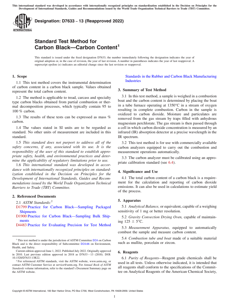 ASTM D7633-13(2022) - Standard Test Method for Carbon Black—Carbon Content