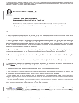 ASTM F2077-22 REDLINE ASTM F2077-22 - Standard Test Methods for Intervertebral Body Fusion Devices - Page 1 preview