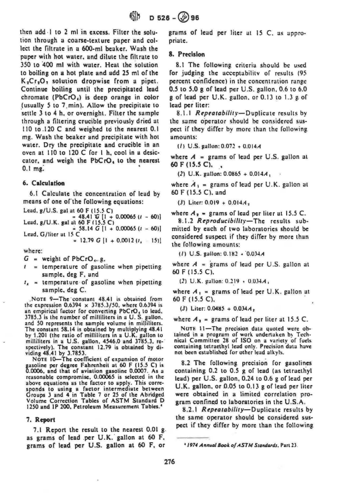 ASTM D526-70 - Method of Test for Tetraethyl-Lead In Gasoline (Withdrawn 1975)