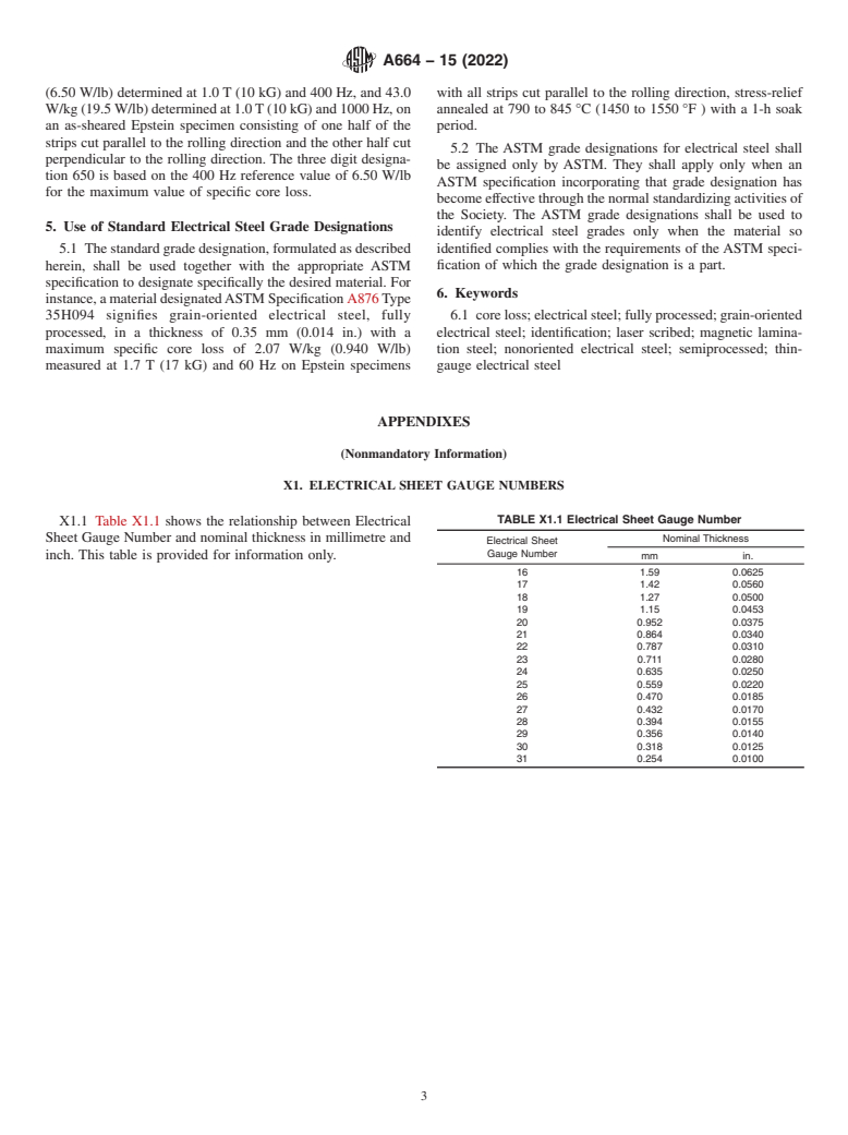 ASTM A664-15(2022) - Standard Practice for  Identification of Standard Electrical Steel Grades in ASTM   Specifications