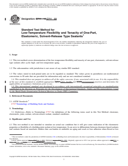 ASTM C711-22 REDLINE ASTM C711-22 - Standard Test Method for Low-Temperature Flexibility and Tenacity of One-Part, Elastomeric, Solvent-Release Type Sealants - Page 1 preview