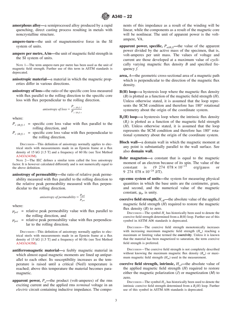 ASTM A340-22 - Standard Terminology of Symbols and Definitions Relating to Magnetic Testing