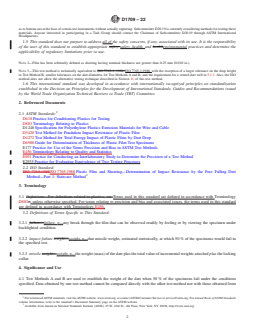 ASTM D1709-22 REDLINE ASTM D1709-22 - Standard Test Methods for Impact Resistance of Plastic Film by the Free-Falling Dart Method - Page 2 preview