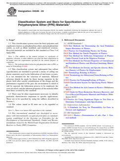 ASTM D4349-22 ASTM D4349-22 - Classification System and Basis for Specification for Polyphenylene Ether (PPE) Materials - Page 1 preview