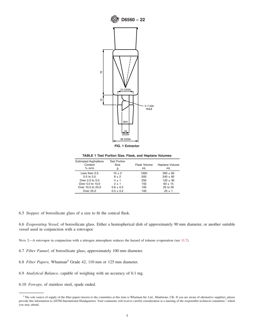 REDLINE ASTM D6560-22 - Standard Test Method for  Determination of Asphaltenes (Heptane Insolubles) in Crude   Petroleum and Petroleum Products