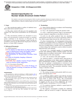 ASTM C1066-09(2022) ASTM C1066-09(2022) - Standard Specification for Nuclear Grade Zirconium Oxide Pellets - Page 1 preview