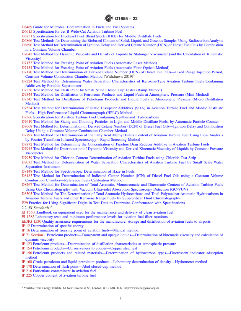 REDLINE ASTM D1655-22 - Standard Specification for Aviation Turbine Fuels