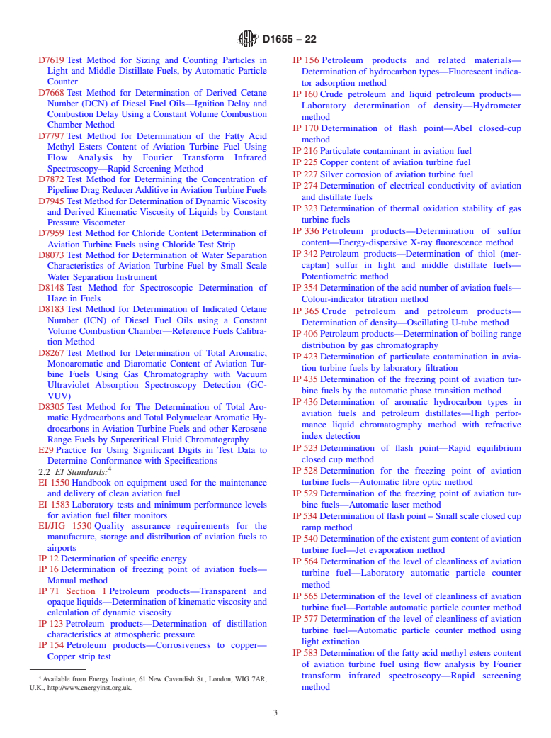 ASTM D1655-22 - Standard Specification for Aviation Turbine Fuels