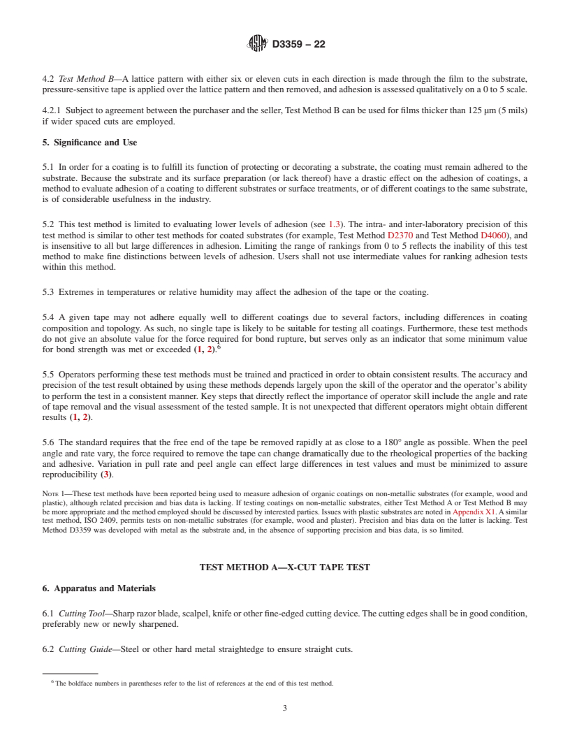 REDLINE ASTM D3359-22 - Standard Test Methods for Rating Adhesion by Tape Test