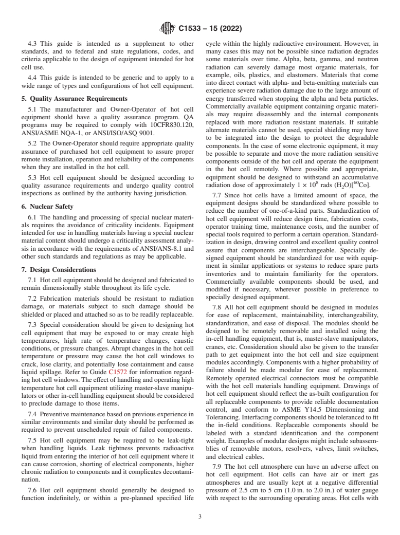 ASTM C1533-15(2022) - Standard Guide for  General Design Considerations for Hot Cell Equipment